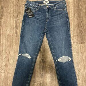 NWT Paige Hoxton Ankle in Radio Star Destructed Jeans P3692 size 29